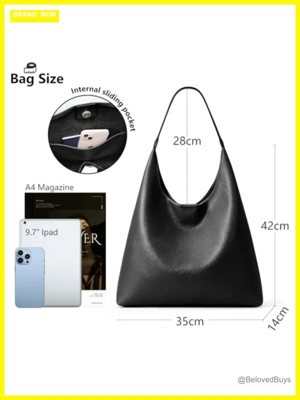 Slouchy Hobo Bag Vegan Leather Tote Women Casual Weekender Shoulder Bag